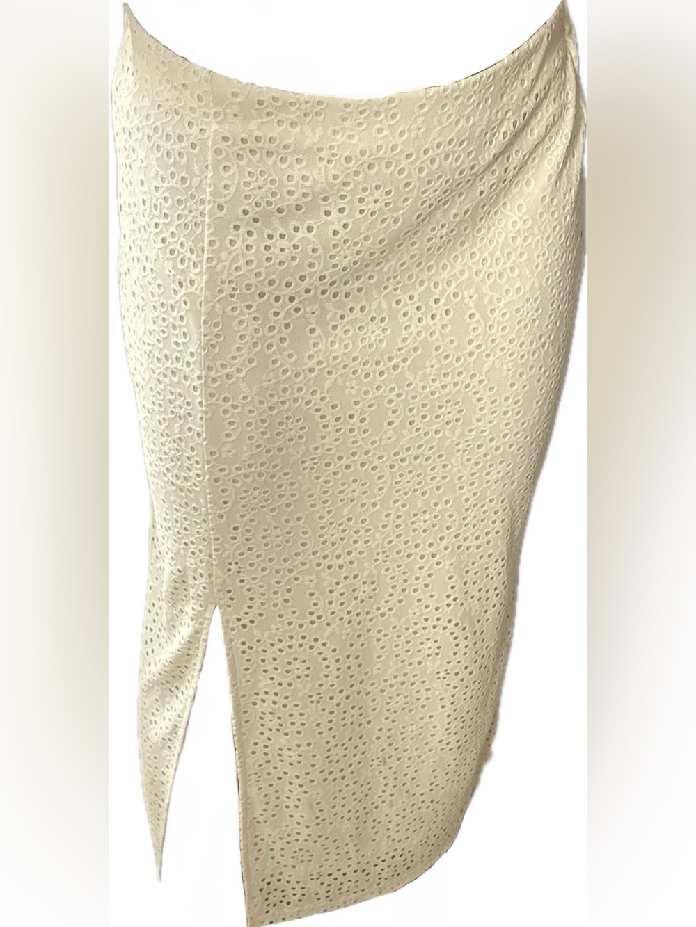a new day Cream Eyelet Pencil Skirt with Side Slit